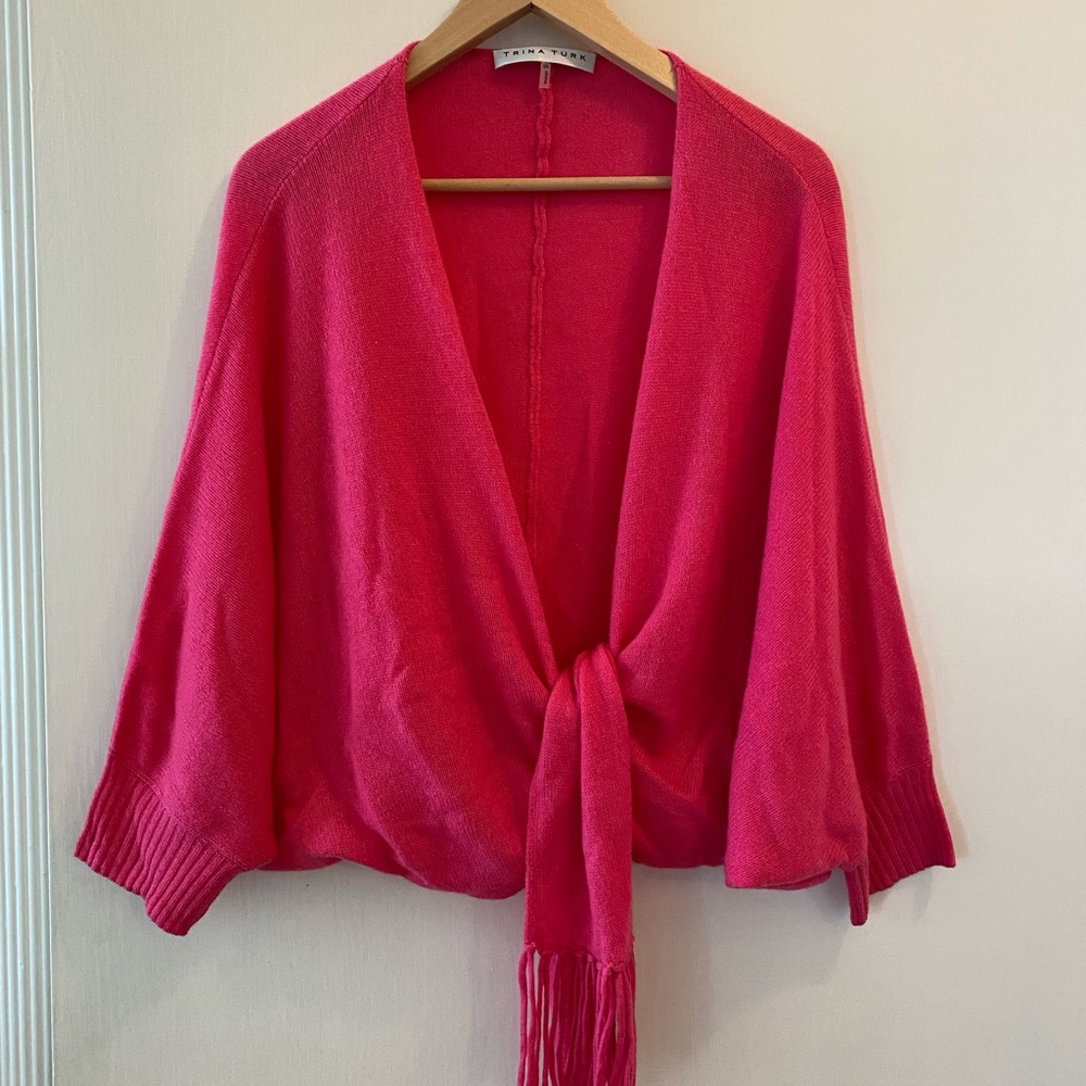 Trina Turk 100% cashmere fringed tie from sweater